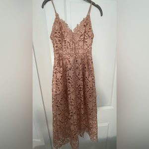 ASTR rose gold midi dress